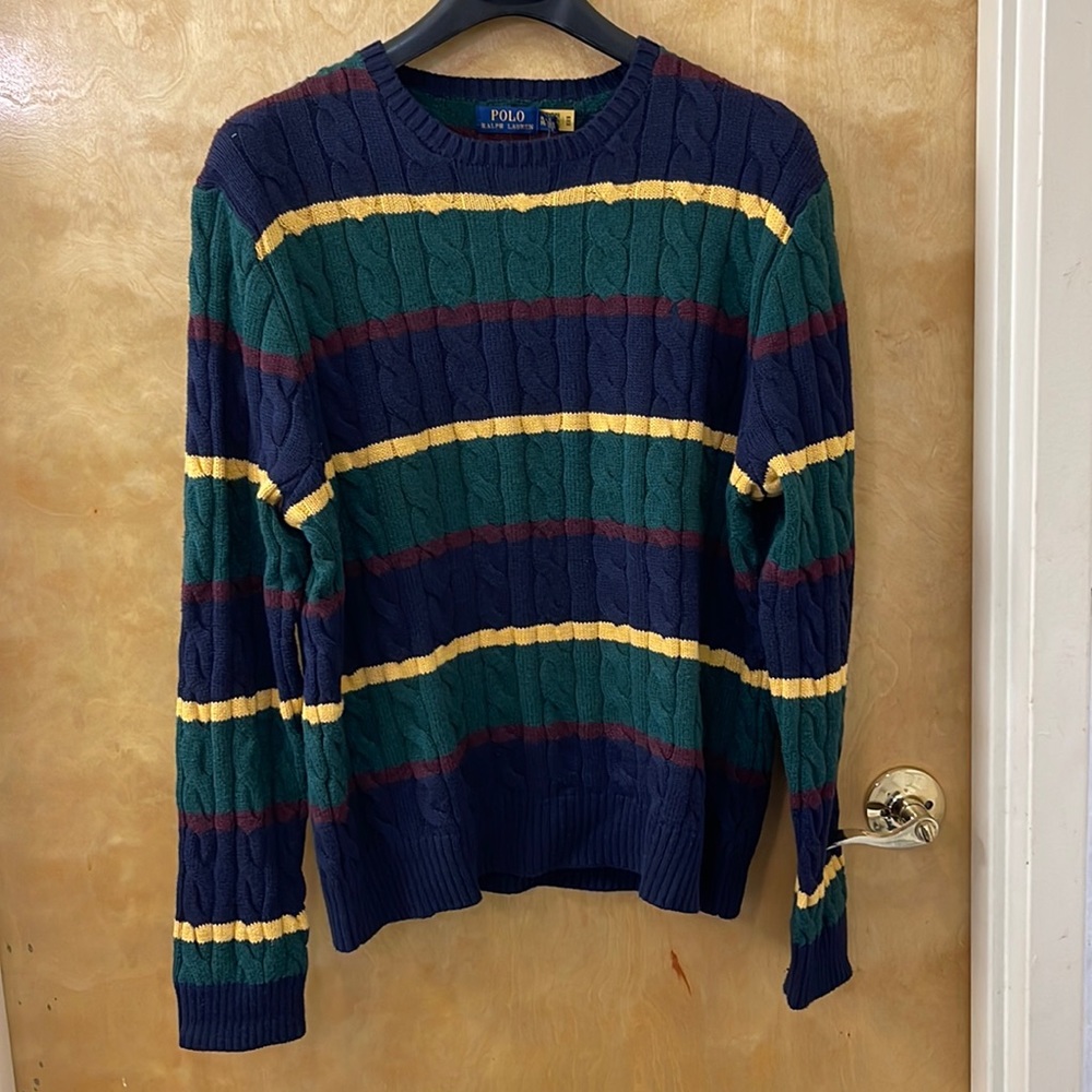 Men’s Polo By Ralph Lauren Multicolor Holiday Heritage Classic Cable Sweater XL
